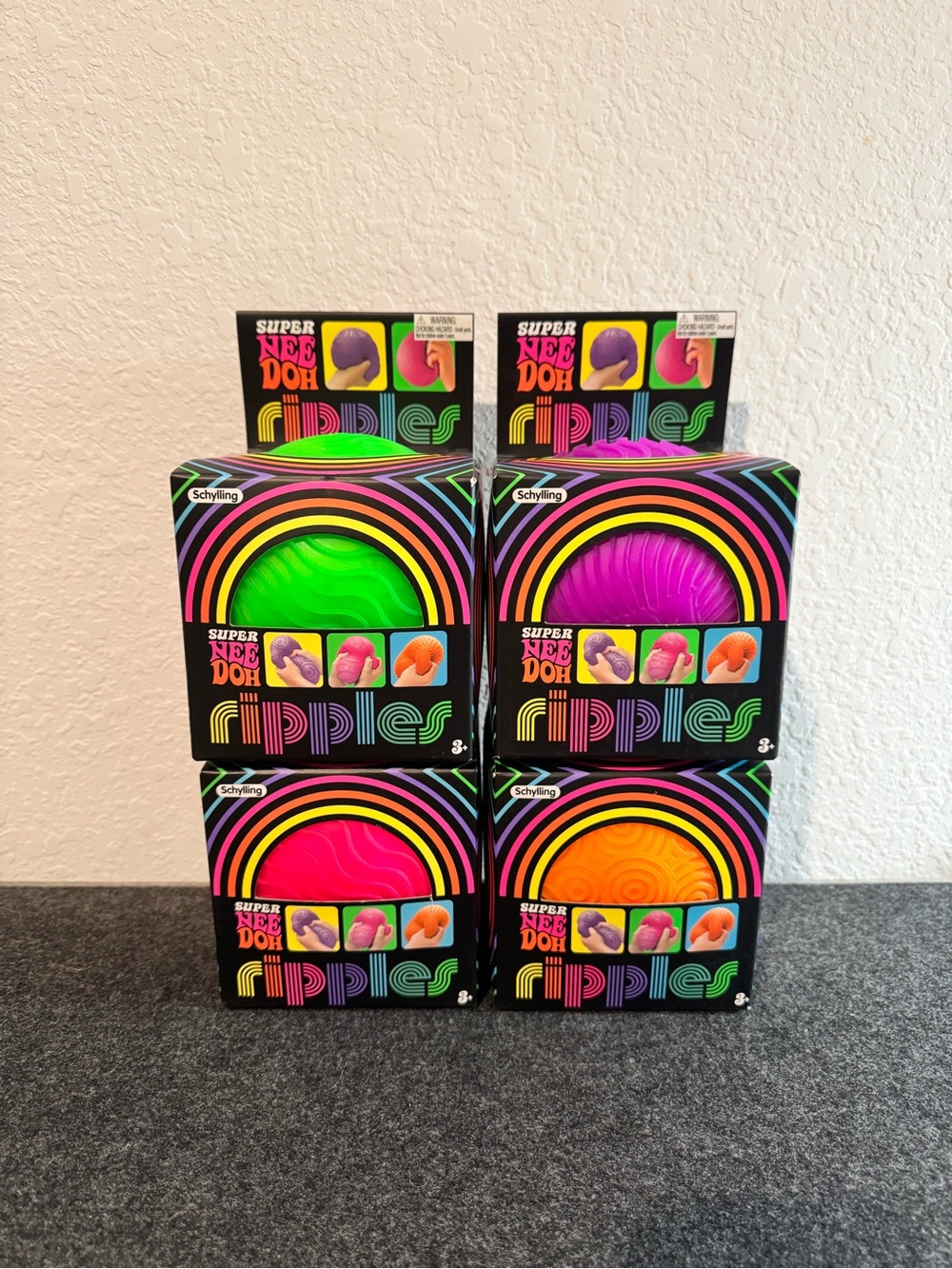 Super NeeDoh Ripples - Neon Green, Purple, Pink, Orange